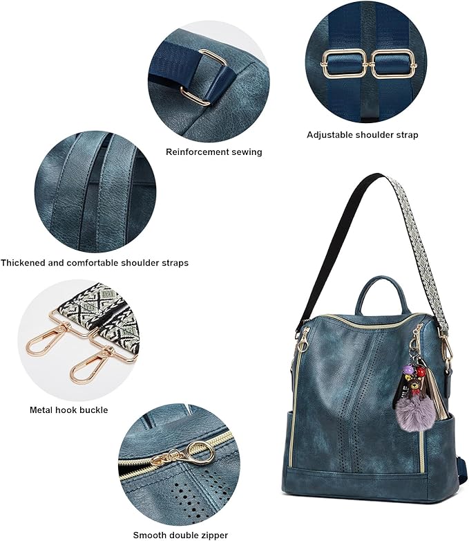 Makes Backpack Purse for Women PU Leather Travel Satchel Handbag Convertible Design Bag with Purse