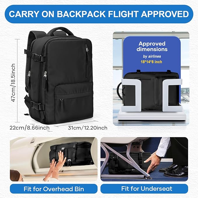 coowoz Vacuum Travel Backpack With Pump For Women Men Airline Approved,Carry On Backpack,Large Hiking Laptop Backpacks Waterproof Outdoor Sports Rucksack Casual Daypack Backpacks