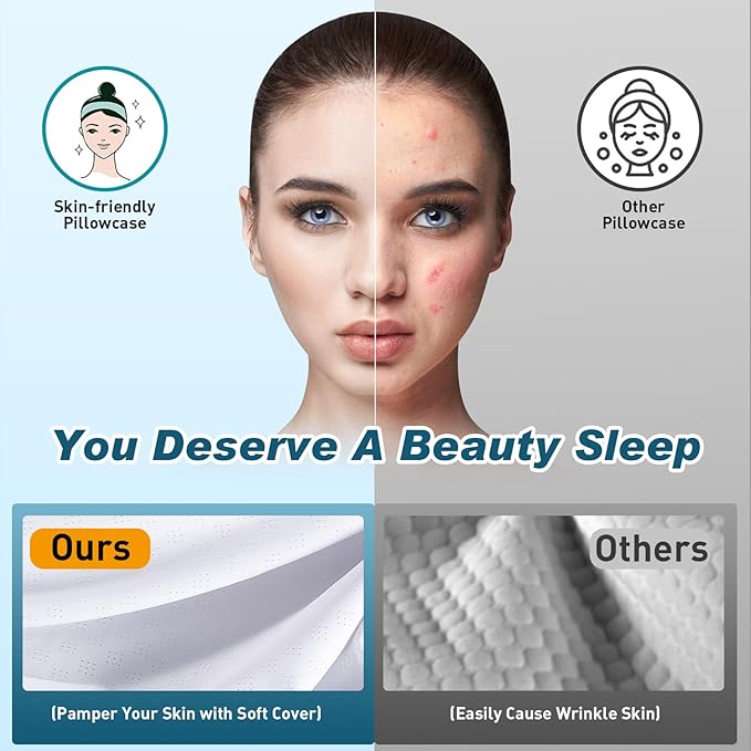 Cervical Neck Pillow - Cooling Ergonomic Neck Support Pillow for Sleeping, Orthopedic Contour Memory Foam Pillows for Side, Back & Stomach Sleepers with Pillowcase