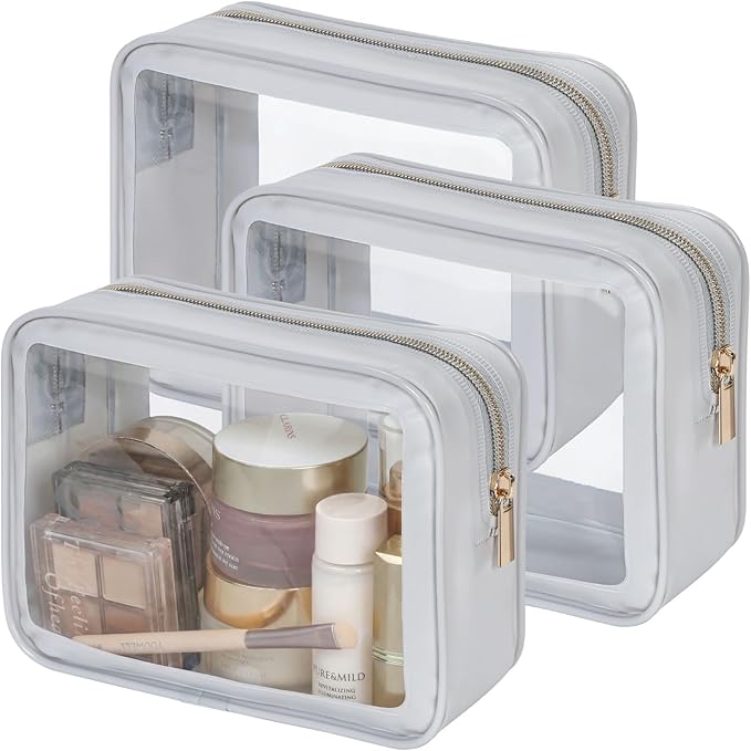 PACKISM Clear Makeup Bag - TSA Approved Toiletry Bag for Carry-on & Checked Luggage, Water Resistant Car Storage Organizer with Reinforced Seams