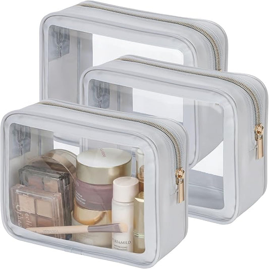 PACKISM Clear Makeup Bag - TSA Approved Toiletry Bag for Carry-on & Checked Luggage, Water Resistant Car Storage Organizer with Reinforced Seams