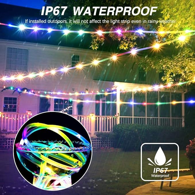 LED Rope Lights Battery Powered String Lights Outdoor with 8 Modes | 120LED 40ft Battery Operated Fairy Lights with Remote &Timer, IP65 Waterproof for Holiday Wedding Patio Decoration, 2Pack