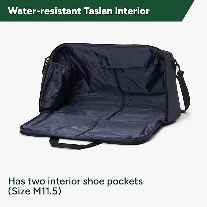 Halfday Convertible 2-in-1 Garment Duffel Weekender Bag 40L | Wrinkle-Free Travel, Hanging Suit Compartment, Shoe Pockets, Trolley Sleeve. Durable & Water-Resistant Carry-on, Marine