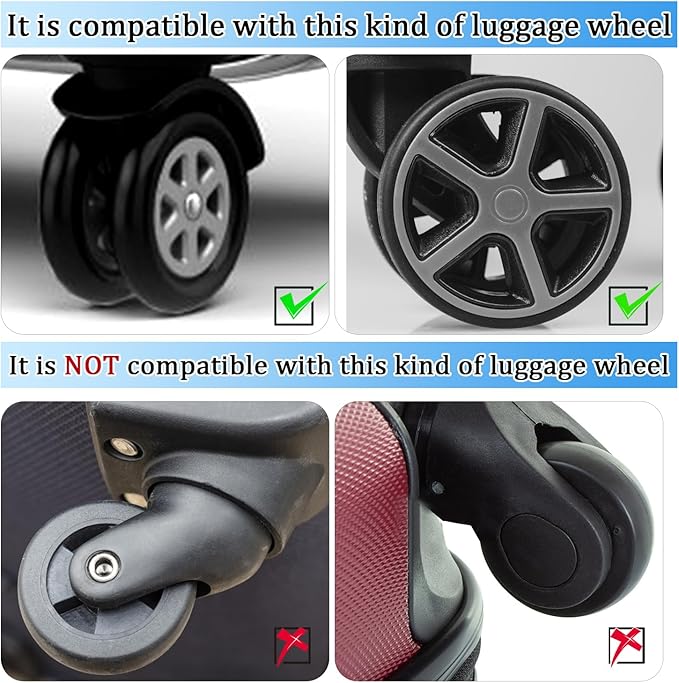 BOXOB 8pcs Luggage Wheel Covers, Thickened Silicone Spinner Wheel Protectors, Blue+Light Blue