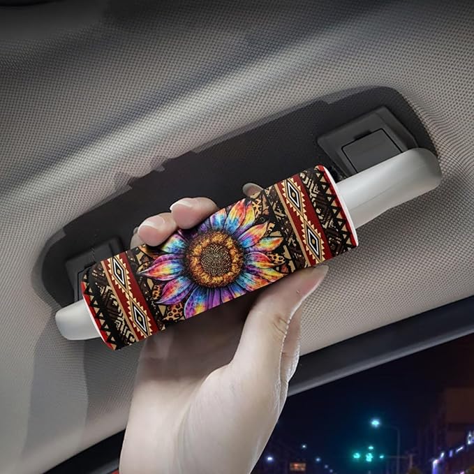 BIGCARJOB Travel Handle Cover Set Sunflower Leopard Print Luggage Handle Cover Set 2 Pcs Luggage Accessories Suitcase Identifier Protective Cover
