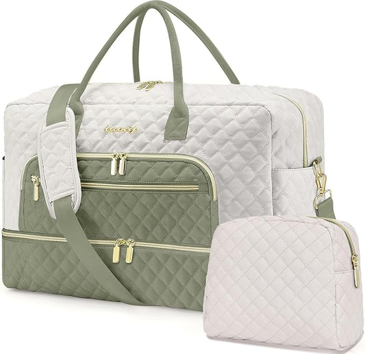 Travel Duffle Bag Weekender for Women - Carry-On Overnight Bag Personal Item Bag with Shoe Compartment & Wet Pocket Large Weekend Tote Bags with Toiletry Bag Hospital Bags for Labor and Delivery