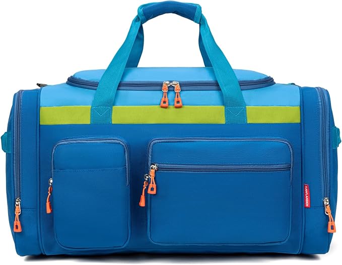HawLander Large Kids Duffle Bag for Travel, Overnight, or Weekender, 22" inch (Blue)