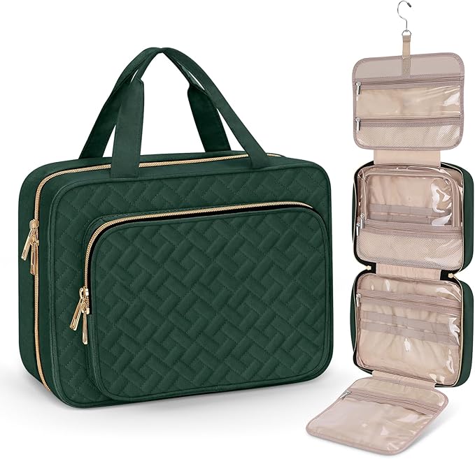 Wedama Toiletry Bag for Women, Large Cosmetic Travel Bag, Hanging Toiletry Bag for Bathroom, Thickened PVC Waterproof Travel Makeup Bag, Toiletries Bag for Travel Business Trips and Camping