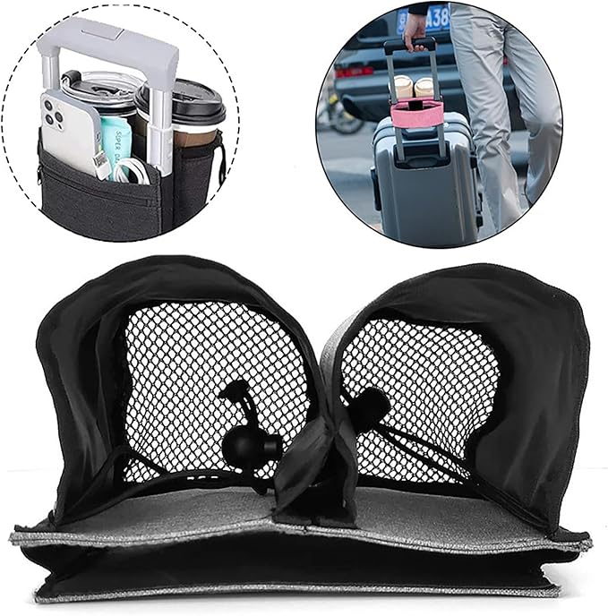 Luggage Cup Holder, Travel Gear, Drink Carrier Hold Two Coffee Mugs, Fits Roll On Suitcase Handles, Travel Accessories, Luggage Cup Holder for Suitcases, Travel Must Haves, Traveling Essentials