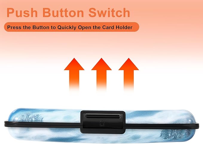 Mayski Credit Card Holder, RFID Blocking, Aluminum Alloy Hard Case, Small Mini Business Metal Wallet for Women Men, Ocean