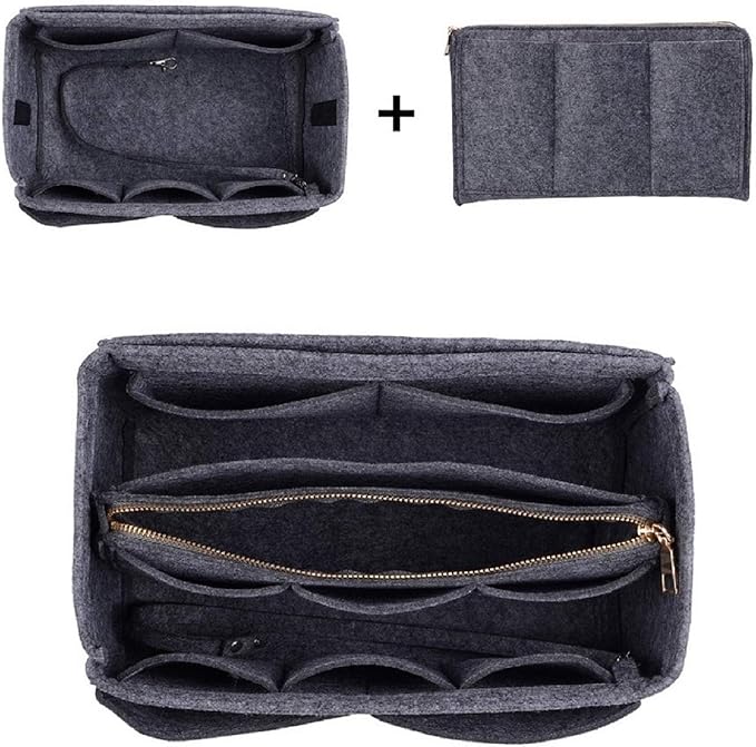 ZTUJO Purse Organizer Insert, Felt Bag Organizer with Metal Zipper, Handbag & Tote Shaper, For Speedy Neverfull Tote, 7 Sizes