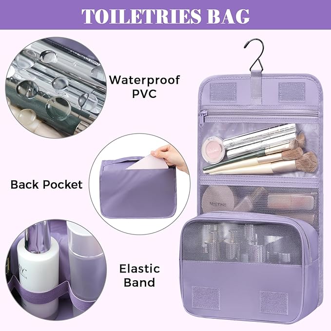 BAGAIL 4 Set/6 Set/8 Set Compression Packing Cubes Travel Accessories Expandable Packing Organizers(HalfMesh,8-Dusty Purple)