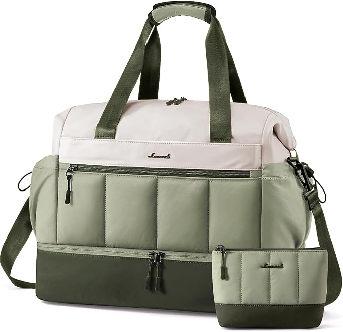 LOVEVOOK Travel Duffel Bag, Weekender Bags for Women, Large Overnight Bags with Shoe Compartment, 38L Carry on Gym Hospital Bag with Wet Pocket, 2 Pcs