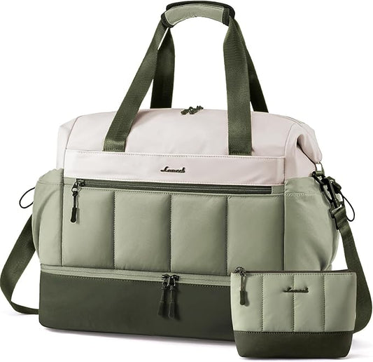 LOVEVOOK Travel Duffel Bag, Weekender Bags for Women, Large Overnight Bags with Shoe Compartment, 38L Carry on Gym Hospital Bag with Wet Pocket, 2 Pcs