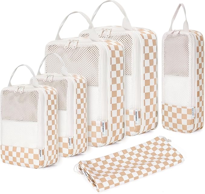 Narwey 6 Set/5 Set Compression Packing Cubes for Travel Kids Women Carry on, Packing Organizers Bag for Backpack Luggage Suitcase Duffle Bags