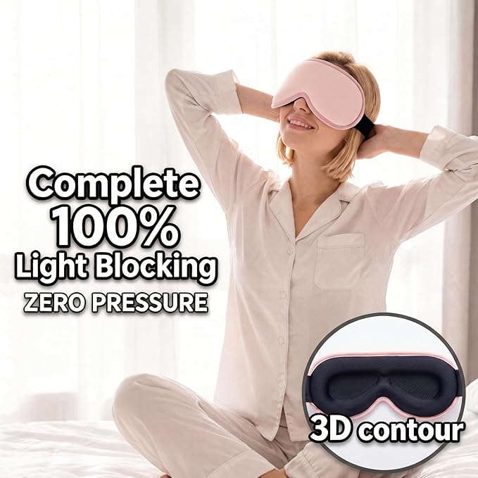 3D Blackout Cooling Gel Eye Mask: 6oz Weighted Cold Compress, Deep Relaxation & Meditation Mask for Women, Nurse Night Shift Recovery, Headache & Stress Cooling Comfort, Gift Ready, Pink