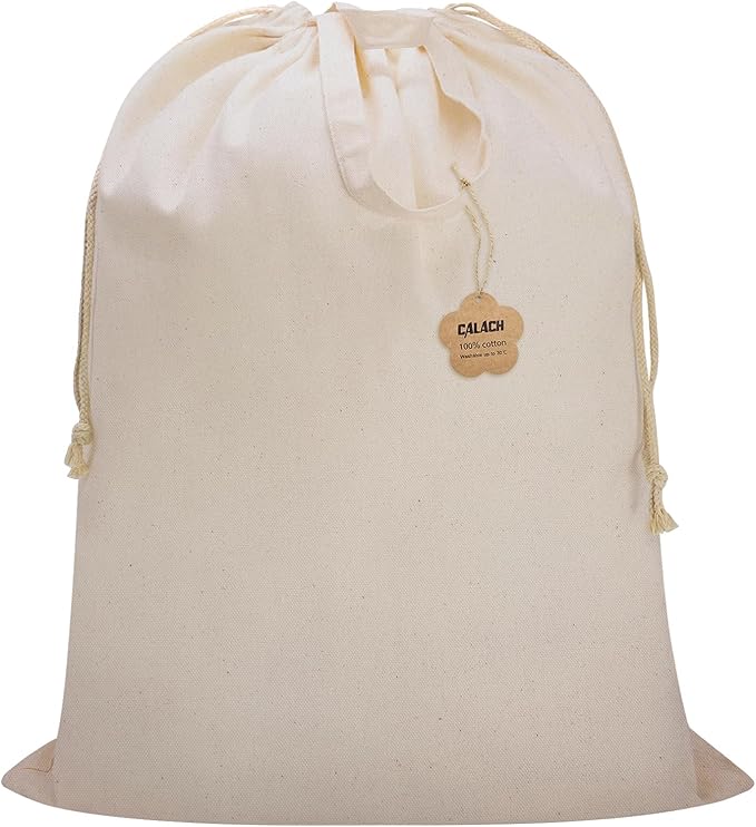 Cotton Canvas Laundry Bag 33"Wx 35"H, Thick Cotton Laundry Bag with Handles & Drawstring, Extra Large Heavy Duty Washable Basket Liner Hamper Liner Storage Sack (Natural XL, 1 Pack)
