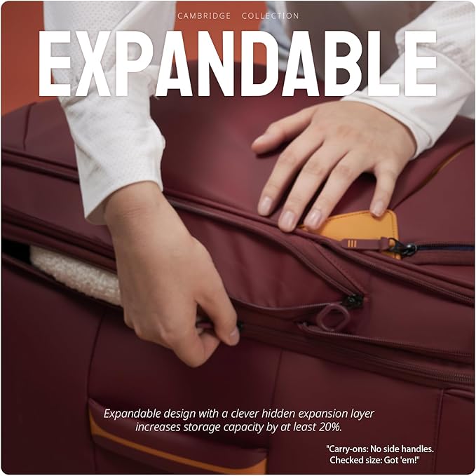 Verage Cambridge Lightweight Carry On Luggage,Softside Expandable Suitcase with Spinner Wheel (20-Inch, Burgundy)
