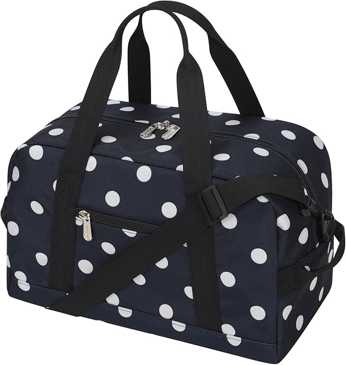 Small Gym Bag 14 inch lightweight Carry On Mini Duffel Bag for Travel Sport - Polka Dot Blue