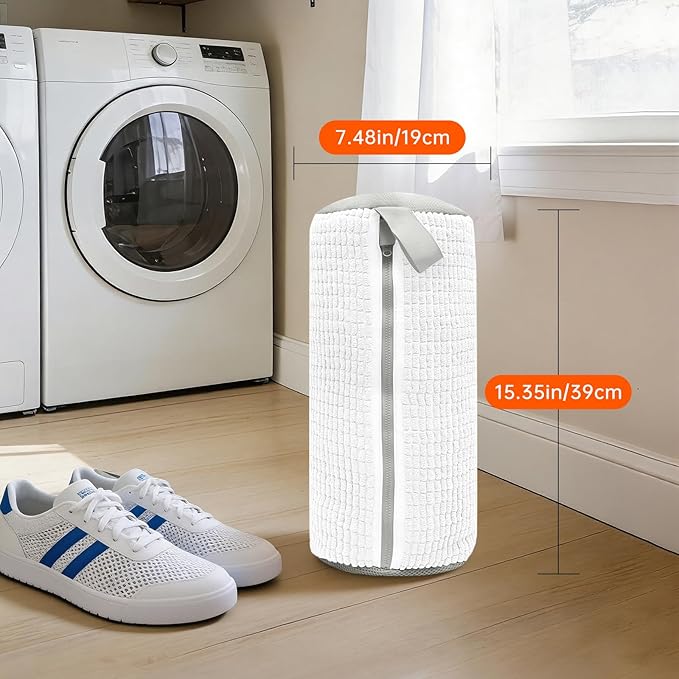 2PCS Shoes Washing Machine Bags, Laundry Shoe Bag for Washer and Dryer, Reusable and Durable Zipper Sneaker Shoe Washing Bag, Tennis Shoes Cleaning Bag for All Shoe Types (Pure white)