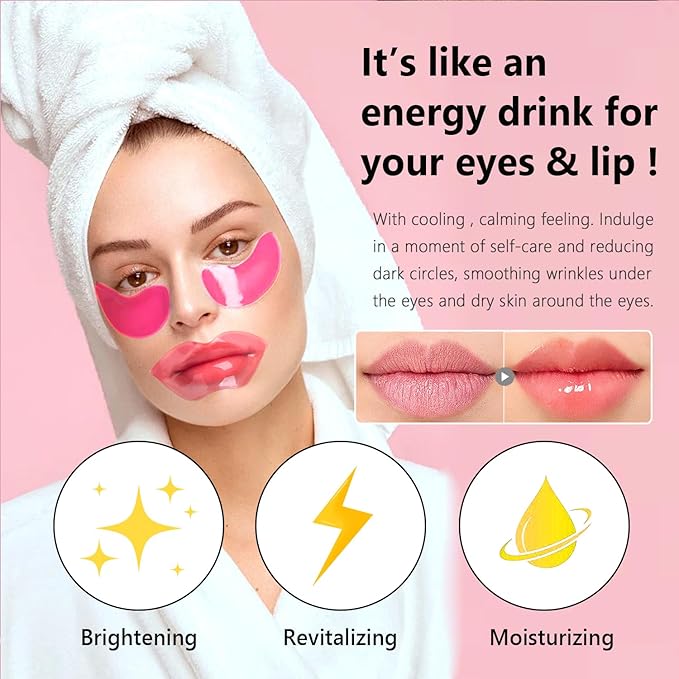30 Pairs Eye Masks & Lip Masks, Under Eye Patches for Puffy Eyes, Moisturizing Lip Mask Pink Pads, Reducing Fine Lines, Mothers Day Gifts, Bulk Gifts, Teacher Appreciation Gifts, Small Gifts