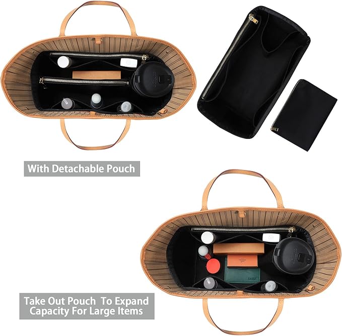 ZTUJO Purse Organizer, Felt Bag Organizer Purse Organizer Insert For Speedy, Neverfull, Graceful, Neverfull,Tote, Handbag,Shaper