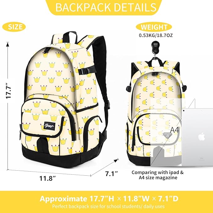 rickyh style School Backpack Travel Bag for Men & Women Lightweight College Back Pack with Laptop Compartmen