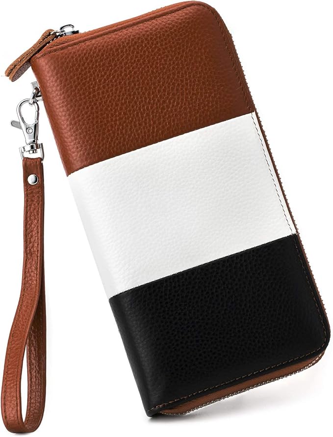 Moflycom Womens Wallet RFID Blocking Genuine Leather Multi Credit Card Large Capacity Zip Around Clutch Travel Purse Wristlet