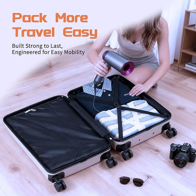 Luggage Sets 3 Piece, ABS Suitcase Set (20/24/28), Hardside luggage with Spinner Wheels, Travel Luggage, 14x8x9 Airline Approved Carry on, Lightweight Luggage with High-Security Lock