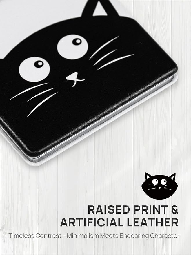 OMIRO 1X/3X Magnifying Mirror, Unique Painting Compact Mirror with Classical PU Leather (Ginger Cat)