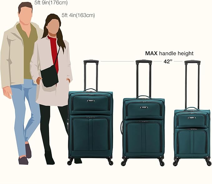 U.S. Traveler Anzio Softside Expandable Luggage with Spinner Wheels, Teal, 22-Inch Carry-on