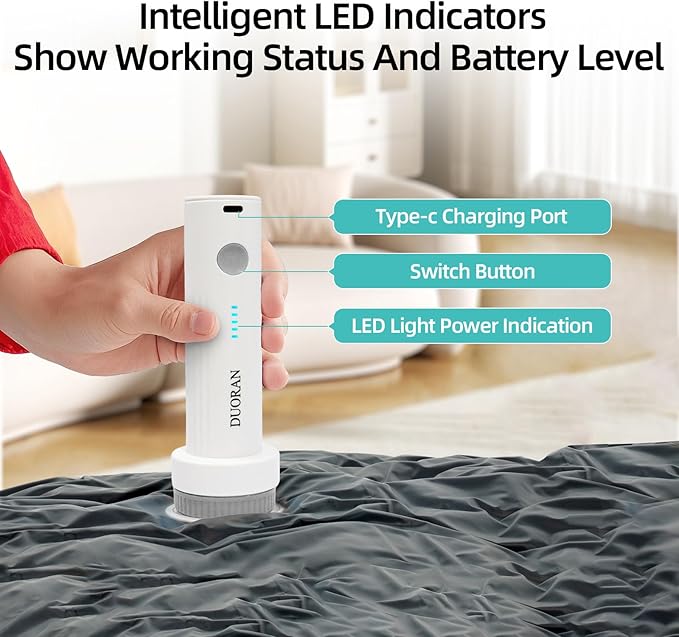 Cordless Electric Vacuum Pump for Vacuum Storage Bags Travel Air Pump, Portable USB Rechargeable Seal & Compression Bag Pump for Clothes, Blankets & Bedding (Grey)