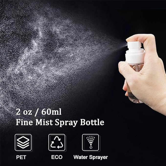 Cosywell Travel Spray Bottle TSA Approved 2oz 60ml 3 Pack Leak Proof Fine Mist Spray Bottles Empty Plastic Refillable Spray Bottle for Perfume Essential Oils Toners Rose Water Cosmetics(3Clear)