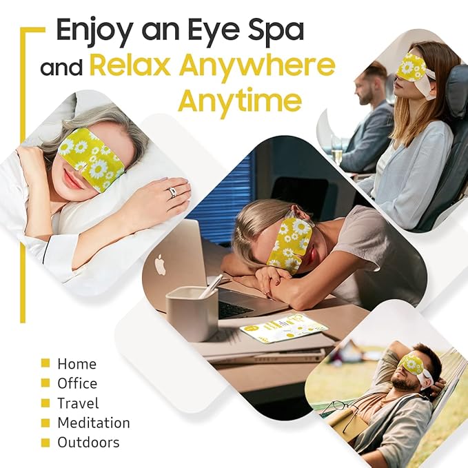 Steam Eye Mask, 10 Packs Heated Eye Mask, Self Heating Disposable SPA Warm Compress for Eyes Sleep Mask, Travel Essentials & Relaxation Gifts, Valentine's Day Gifts (Chamomile Scent)