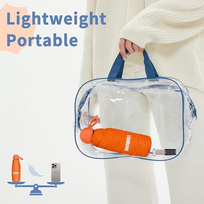 Yoobure Travel Umbrella Portable Compact Umbrellas, Pocket Mini for Purse, Umbrellas for UV Sun & Rain Small for Backpack, Umbrella with Case Folding for Kids Women
