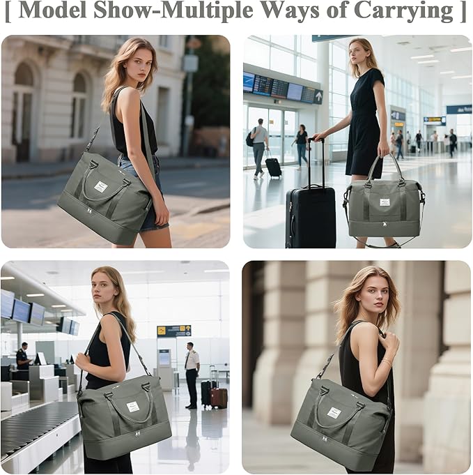 Travel Duffel Bag with Shoes Compartment, Overnight Weekender Bags for Women, Carry on Personal Item Travel Set