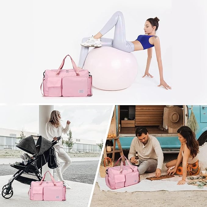 FIORETTO Women's Gym Duffle Bag with Shoes Compartment, 30L Capacity, Ideal for Travel, Gym, Sports, Duffel, Weekender