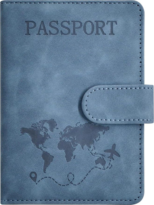 Passport Holder, Passport Cover with Credit Card Slot and Boarding Pass Slot Combo, Passport Wallet Case Book Travel Must Have, RFID Blocking Leather Travel Accessories, Navy Blue