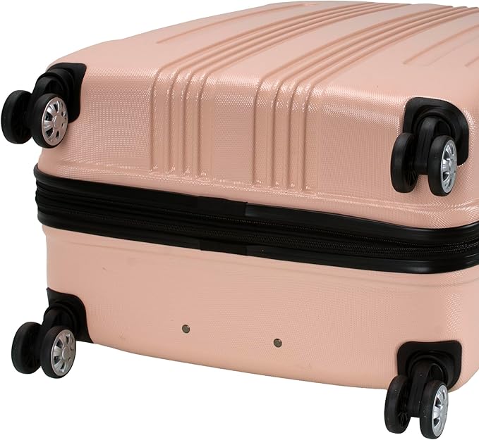 Rockland London Hardside Expandable Spinner Wheel Luggage, Champagne, Checked-Large 28-Inch