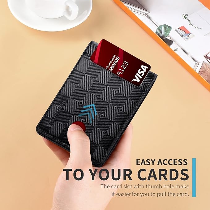 RUNBOX Wallet for Men Slim 11 Credit Card Holder Slots Leather RFID Blocking Small Thin Men's Wallet Bifold Minimalist Front Pocket Large Capacity Gift Box