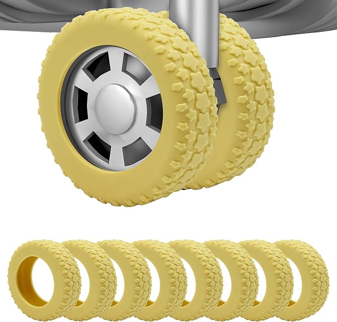 8PCS Luggage Wheel Protector, Silicone Luggage Wheel Covers for 2-2.4" Suitcases Spinner Wheel,Upgraded Wear-Resistant, Silent, Shock Absorption Luggage Accessories for Carry-On Travel(Yellow)