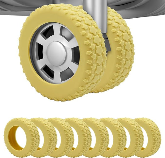 8PCS Luggage Wheel Protector, Silicone Luggage Wheel Covers for 2-2.4" Suitcases Spinner Wheel,Upgraded Wear-Resistant, Silent, Shock Absorption Luggage Accessories for Carry-On Travel(Yellow)