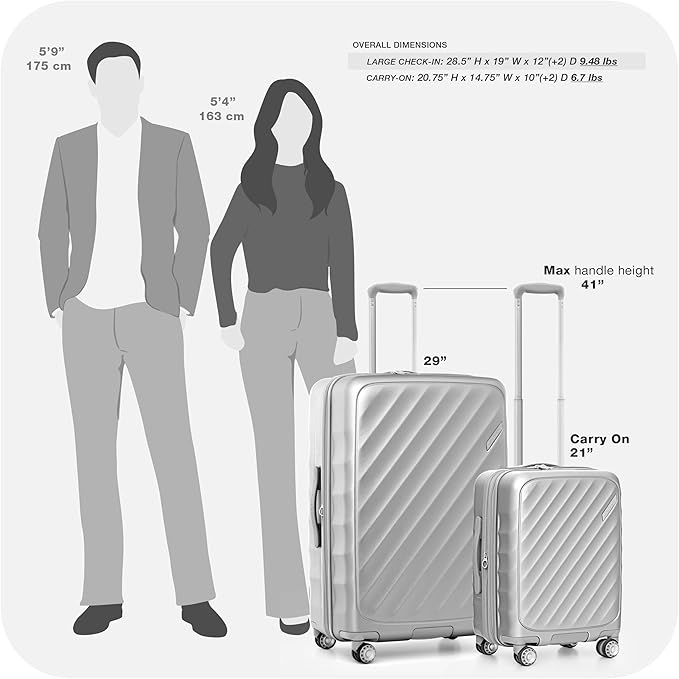 Traveler's Choice Elm 21" Carry-on Expandable Spinner Luggage Set - Matte Silver