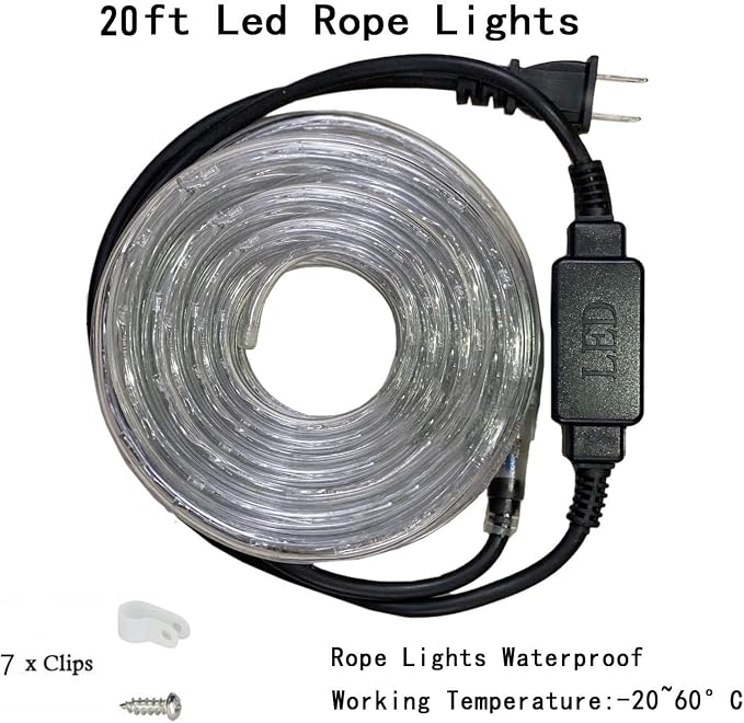 Green LED Rope Light, 20Ft LED Strip Lights Outdoor Waterproof Decorative Lighting for Indoor/Outdoor Decorations, Deck, Patio, Party and Bedroom Decorations