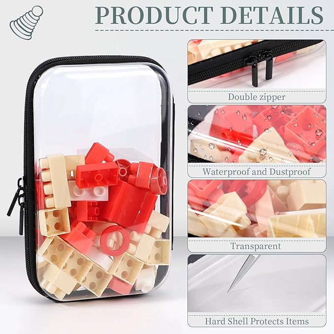 3 Pack Clear Hard Shell Zipper Case, Clear Zipper Pouches Waterproof Makeup Organizer & Travel Toiletry Bag, Plastic Pouch for Travel Office Storage, Home, Black Small Size