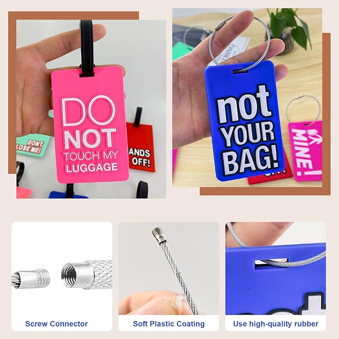 Mziart Funny Luggage Tags Set of 6 Colorful Unique Travel Baggage Bag Tags Suitcase Identify Labels for Women Men