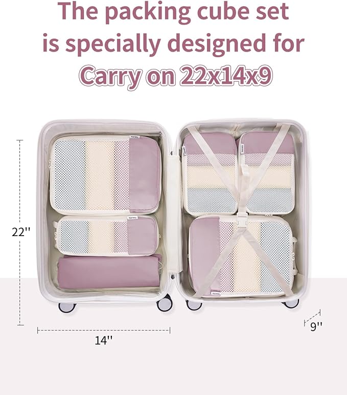 Narwey 6 Set/5 Set Compression Packing Cubes for Travel Kids Women Carry on, Packing Organizers Bag for Backpack Luggage Suitcase Duffle Bags