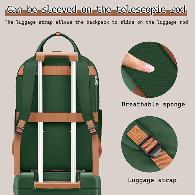 Melalenia Suitcase Sets 6 Piece Hard Shell Carry on Luggage with Spinner Wheels and TSA Lock, Lightweight Travel Backpack for Women, Green Brown