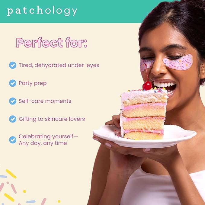 Patchology Eye Want Cake Hydrating & Smoothing Eye Patches – Under Eye Masks for Puffy Eyes, Dark Circles, and Fine Lines – Birthday Cake Inspired Self-Care Essentials, 5-Pack