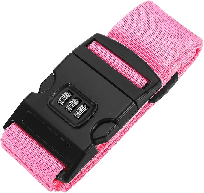 PATIKIL Luggage Straps, Suitcase Straps Adjustable Luggage Belts Strap with Combination Lock for Luggage Suitcases Travel, Pink